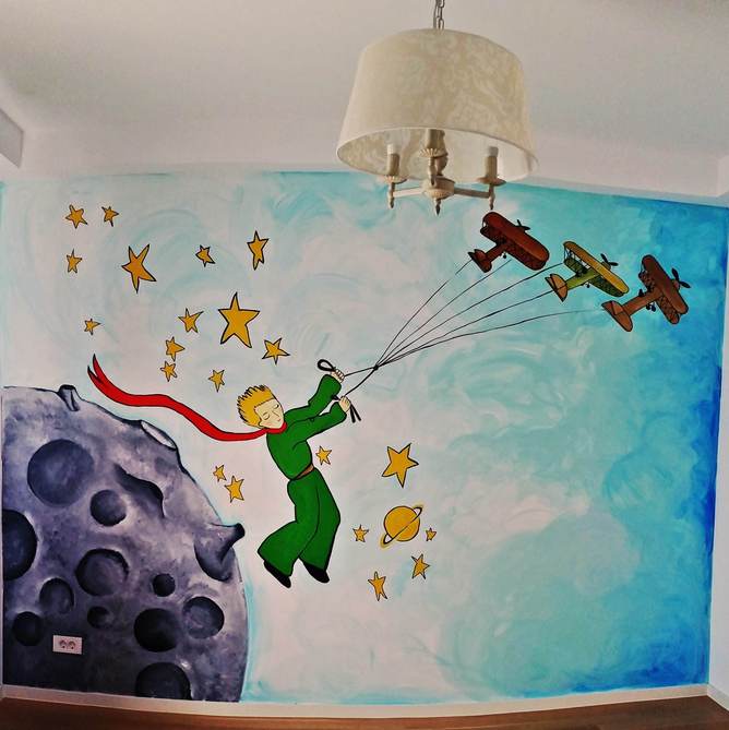 Mural painting kid dormitory with The Little Prince